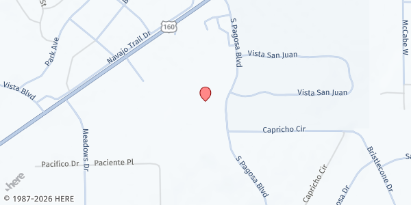 Map showing Immaculate Heart of Mary/Pope John Paul II at 353 S Pagosa Blvd, Pagosa Springs, CO