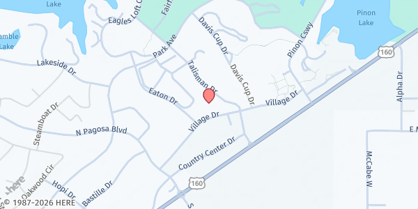 Map showing Restoration Fellowship at 264 Village Dr, Pagosa Springs, CO