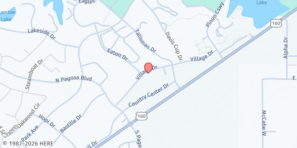 Map showing Restoration Fellowship at 264 Village Dr., Pagosa Springs, CO