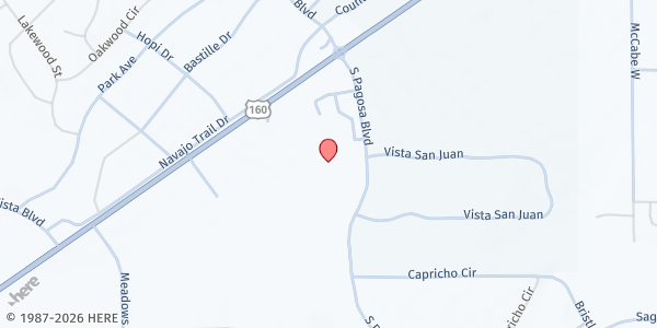 Map showing St. Patricks Episcopal Church at 225 S. Pagosa Blvd., Pagosa Springs, CO