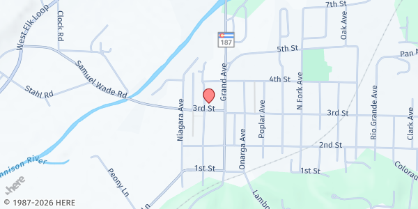 Map showing Paonia Senior Citizen Center at 106 3rd St., Paonia, CO