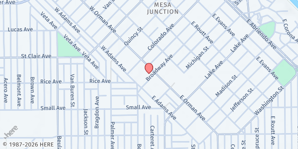 Map showing Agape Fellowship Church at 611 Broadway Ave., Pueblo, CO