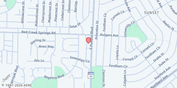 Map showing Assistance League-Pueblo Services at 1112 Pueblo Blvd, Pueblo, CO