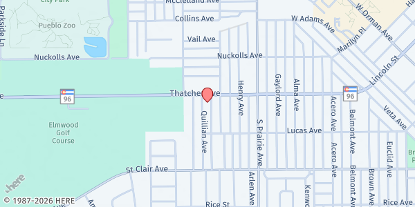 Map showing Avenue Church at 3030 Thatcher Ave, Pueblo, CO