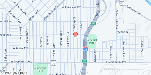 Map showing Compassion Care- Pueblo at 1102 E. Abriendo Ave., Pueblo, CO