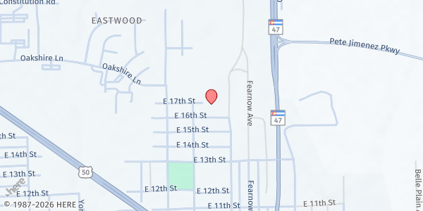 Map showing Eva R Baca Elementary School at 2800 East 17th St, Pueblo, CO