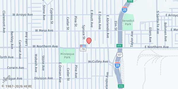 Map showing Foodbank of Eastside Neighbor's Council at 224 E 4th St, Pueblo, CO