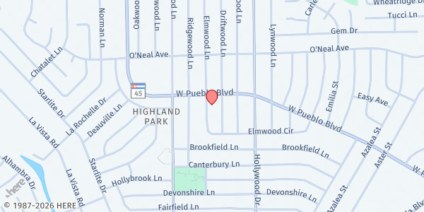 Map showing Lynn Gardens Baptist Church at 3804 W. Pueblo Blvd, Pueblo, CO