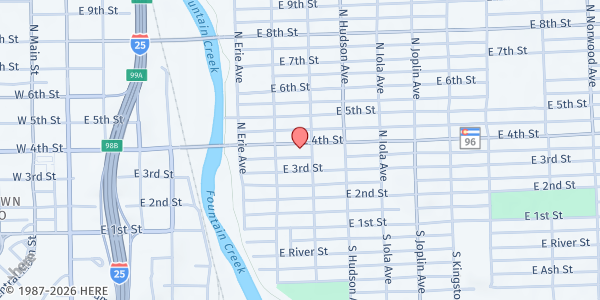 Map showing Minnequa VFW Post 3641 at 724 E. 4th St., Pueblo, CO