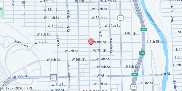 Map showing Pueblo Cooperative Care Center at 326 West 8th Street, Pueblo, CO