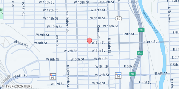 Map showing Pueblo Cooperative Care Center at 326 W 8th St, Pueblo, CO