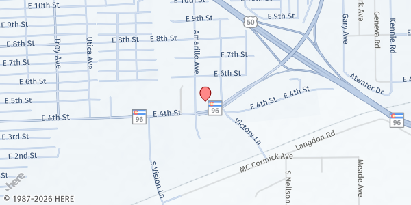 Map showing Pueblo County HHS at 2631 East 4th Street, Pueblo, CO