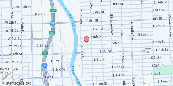 Map showing Pueblo United at 615 E. 5th St., Pueblo, CO