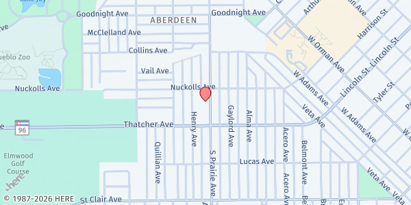 Map showing Salvation Army- Pueblo at 401 S Prairie Ave, Pueblo, CO