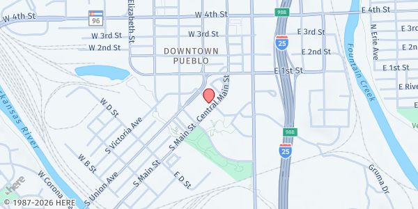 Map showing Senior Towers - Mobile Market at 165 Central Main St., Pueblo, CO