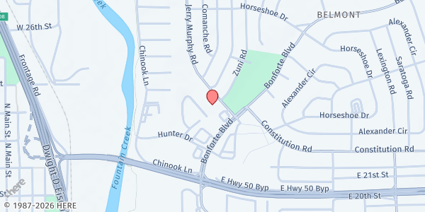 Map showing Steel City Fellowship at 1401 Jerry Murphy Rd., Pueblo, CO