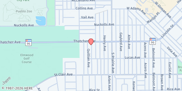 Map showing The Avenue Church at 3030 Thatcher Ave, Pueblo, CO