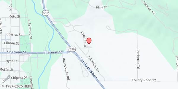 Map showing Ridgway Christian Center at 120 Redcliff Dr, Ridgway, CO