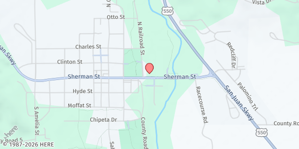 Map showing Second Chance Thrift Store at 309 Sherman St, Ridgway, CO