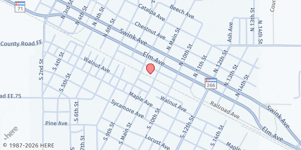 Map showing Care and Share - Food Pantry at 105 N Main St, Rocky Ford, CO