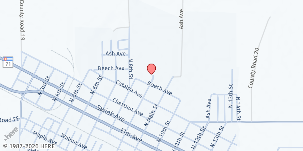 Map showing Community Presbyterian Church at 303 S. 9th St., Rocky Ford, CO