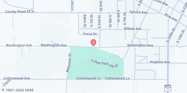 Map showing First United Methodist Church at 301 West Washington Ave, Rocky Ford, CO