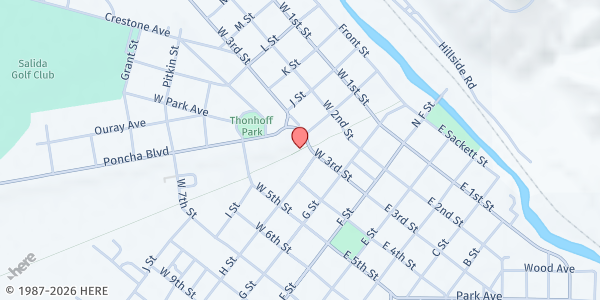 Map showing Chaffee Hospitality - Salida at 7 Poncha Blvd, Salida, CO