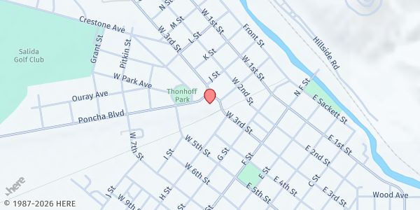 Map showing First Presbyterian Church - Salida at 7 Poncha Blvd., Salida, CO