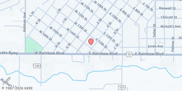 Map showing Grainery Ministries at 1348 E Street, Salida, CO