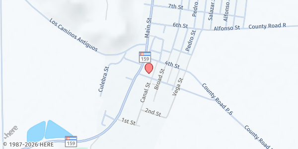 Map showing Costilla County Public Health- Mobile Pantry at 105 Gasper St., San Luis, CO