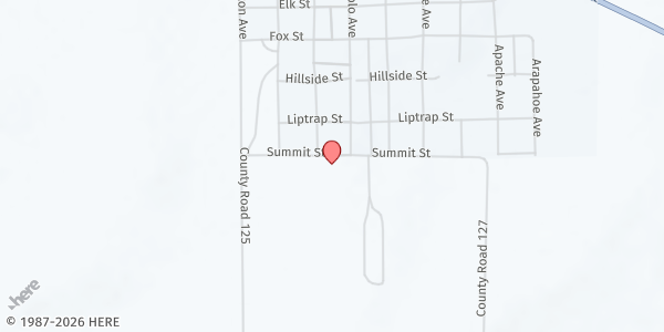Map showing Liberty Plains at 604 Summit St., Simla, CO