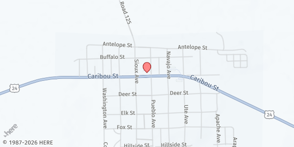 Map showing Simla Mobile Pantry at 18091 Co Rd 125, Simla, CO