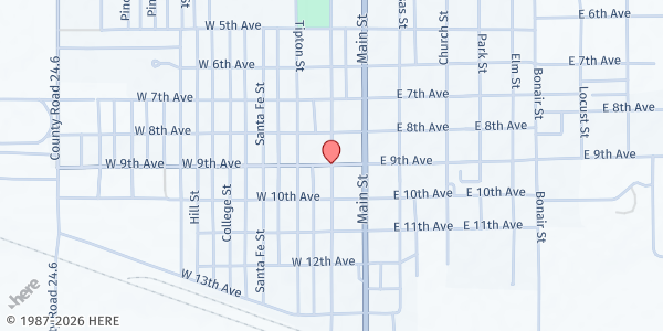 Map showing Baca County Food Bank at 901 Colorado St., Springfield, CO