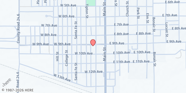 Map showing Baca County Food Bank at 901 Colorado St, Springfield, CO