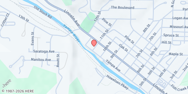 Map showing Community Agriculture Alliance/ Yampa Valley Foods at 35 11th St, Steamboat Springs, CO