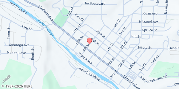 Map showing Main Street Steamboat Springs at 141 9th St, Steamboat Springs, CO