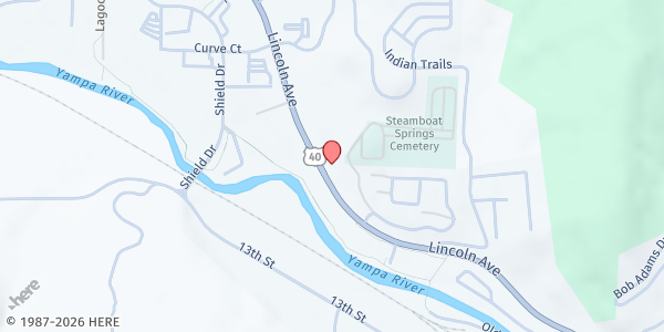 Map showing Steamboat Church of Christ at 1698 Lincoln Ave, Steamboat Springs, CO