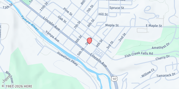 Map showing United Way of the Yampa Valley - Main Office at 443 Oak St, Steamboat Springs, CO