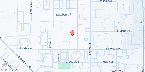 Map showing The Potter's House Church at 9495 E. Florida Ave., Sullivan, CO