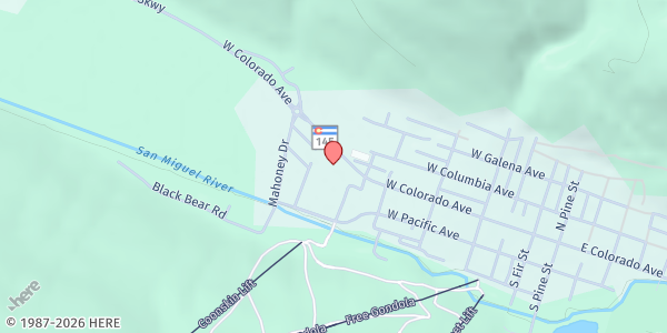 Map showing Angel Baskets Telluride at 335 W. Colorado Ave., Telluride, CO