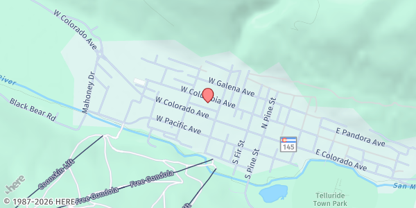 Map showing Christ Presbyterian Church at 434 W Columbia Ave, Telluride, CO
