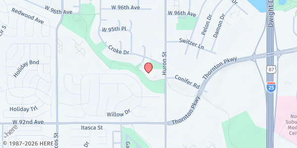 Map showing Anythink Huron Street Library at 9417 Huron St., Thornton, CO