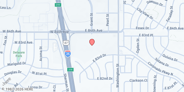 Map showing Neighbor Outreach of Colorado (Regis University) at 500 E 84th Ave, Thornton, CO