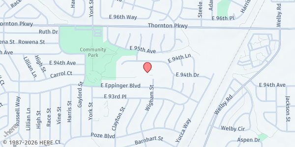 Map showing Neighbor Outreach of Colorado - Thornton at 9371 Wigham St, Thornton, CO