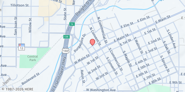 Map showing Fisher's Peak Soup Kitchen at 308 Church St., Trinidad, CO