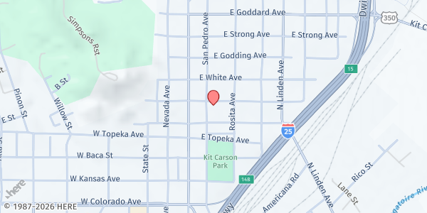 Map showing H.R. Sayre Senior Center at 1222 San Pedro Ave., Trinidad, CO