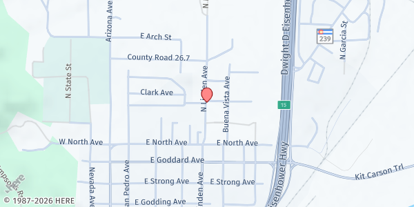 Map showing South Central COG at 2000 N. Linden Ave, Trinidad, CO