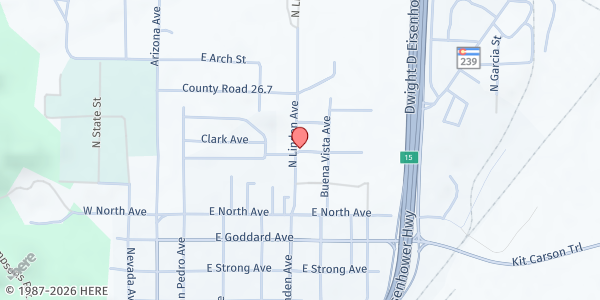 Map showing South Central COG - Las Animas County Fairgrounds at 2200 N. Linden Ave., Trinidad, CO