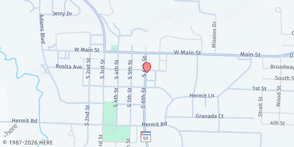 Map showing Custer County DSS at 205 S. 6th Street, Westcliffe, CO