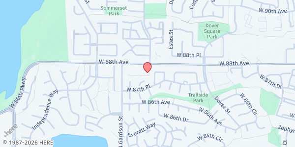 Map showing Joyful Journeys Community Enrichment at 9034 W 88th Ave, Westminster, CO